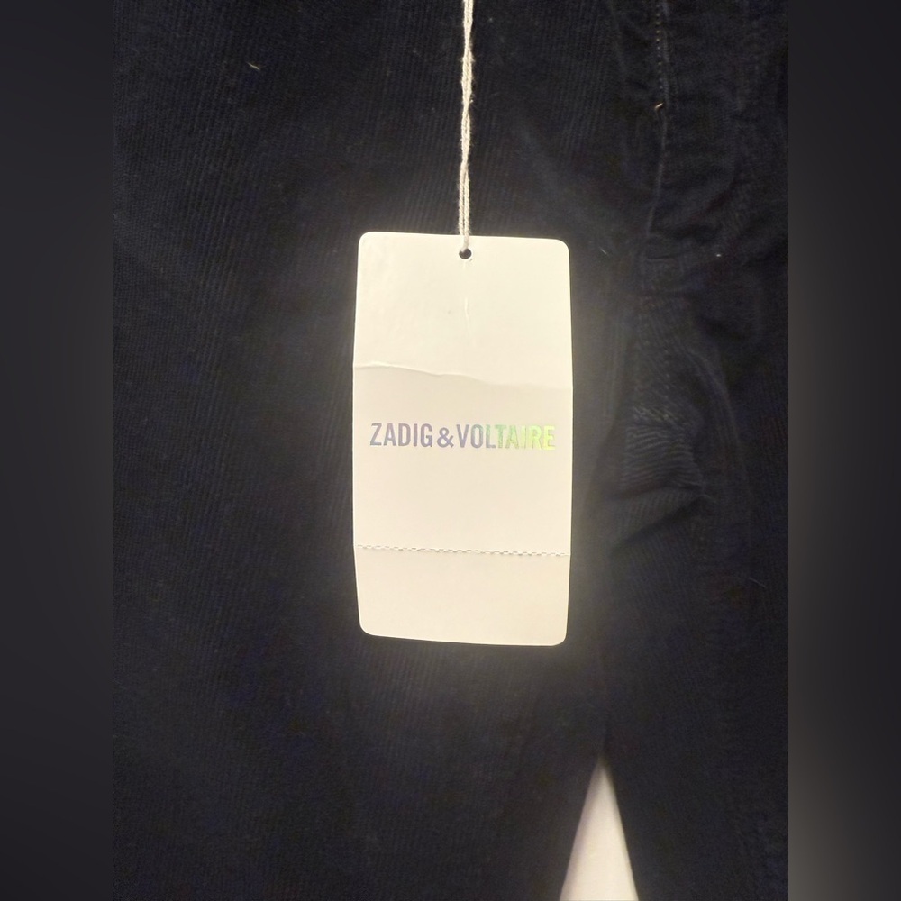 Zadig & Voltaire Eva Velours Black Faux Noir Cordouroy Jeans Size 27 - Picture 2 of 10